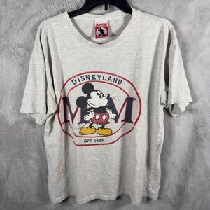 Vintage Disneyland‎ Mickey Mouse Double M Graphic T Shirt XXL Gray Made In USA